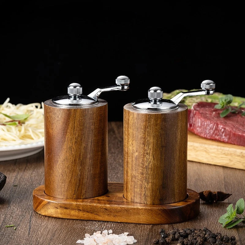 Solid Wood Hand Crank Pepper & Salt Mill | Ceramic Grinder Spice Mill Grinder Babs