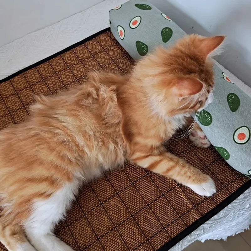 Pet Self-Cooling Rattan Mat for Cats & Dogs – Summer Bed Pet Cooling Mat Babs