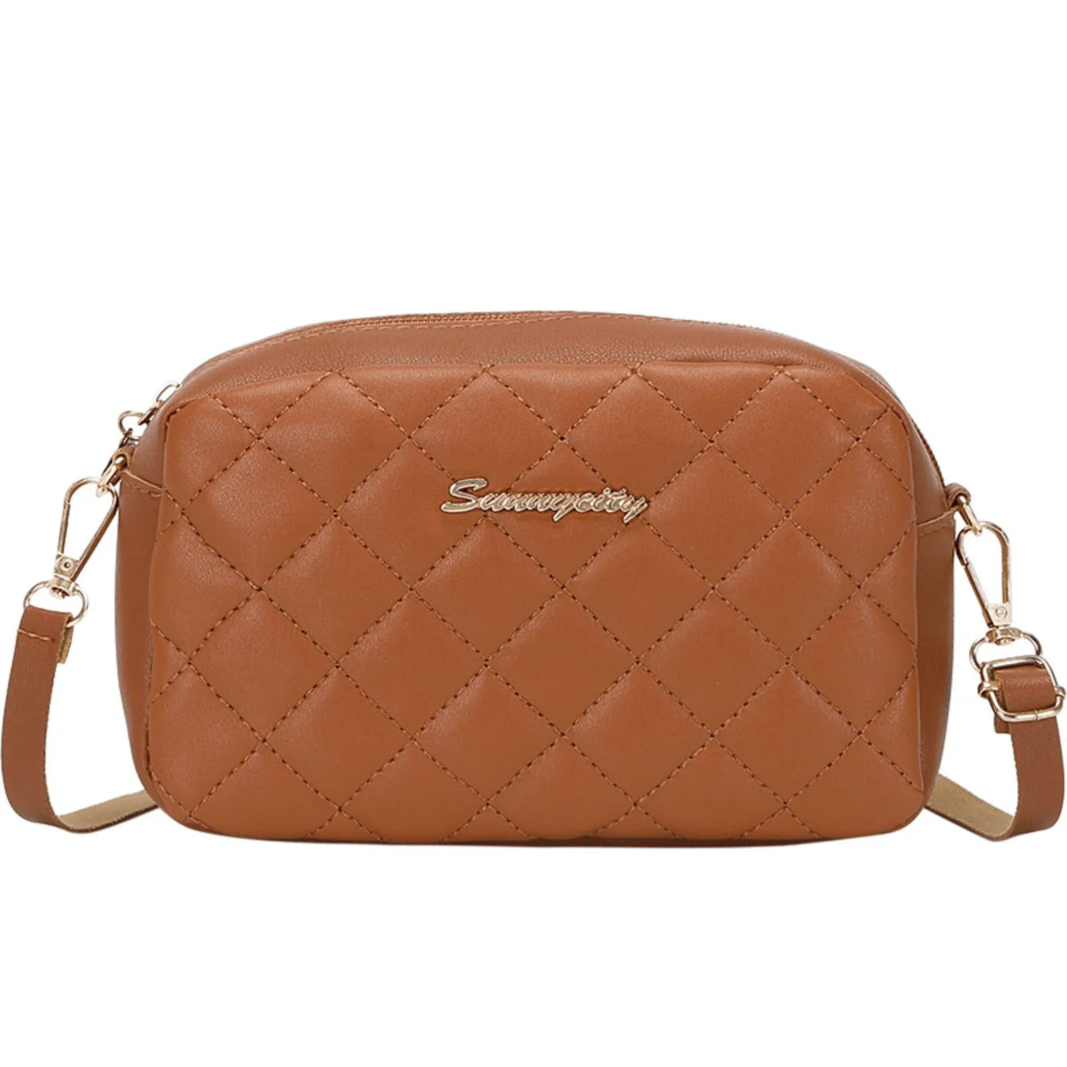 Women's Embroidered Camera Crossbody Bag | Chain Shoulder Purse Crossbody Shoulder Bag Babs Brown One Size