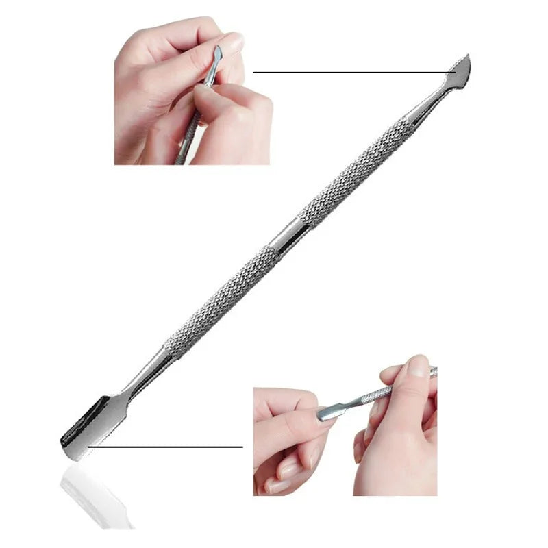 4-Pc Stainless Steel Double-Ended Cuticle Pusher Manicure Set Cuticle Pusher Set Babs