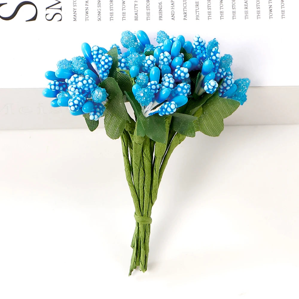 12Pcs Artificial Berry Stamen Flowers – DIY Wedding & Christmas Artificial Craft Flowers Babs Dark Blue 144Pcs