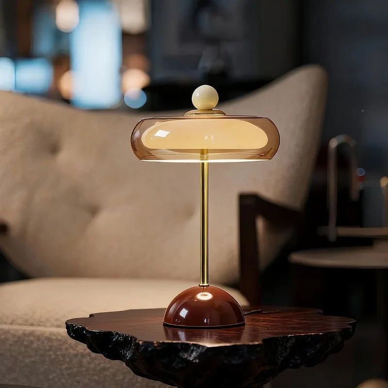 Vintage Mid-Century Table Lamp | Luxury Ambient Decor Light Decorative Table Lamp Babs red USB Type-C