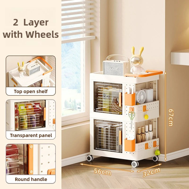 Foldable Rolling Storage Box with Wheels – Large 40–50L Organizer Rolling Storage Bin Babs 2 Layer