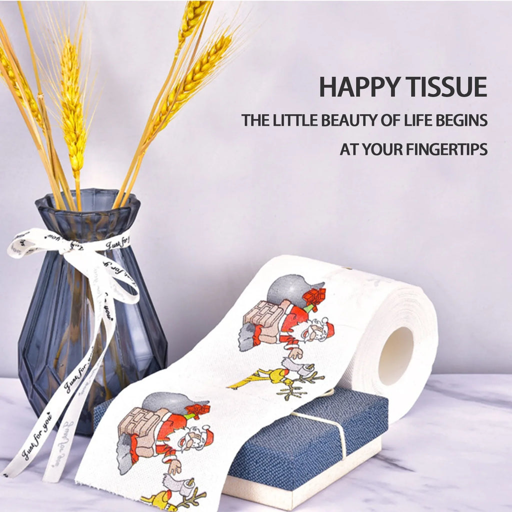 Christmas Printed Toilet Paper Roll – Santa & Tree Holiday Décor Novelty Toilet Paper Babs