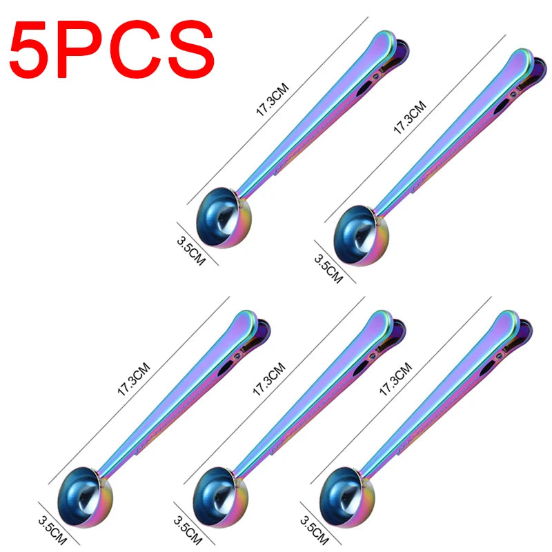 Stainless Steel Coffee Measuring Spoon with Clip | Barista Scoop Coffee Measuring Spoon Babs 5pcs Multiple