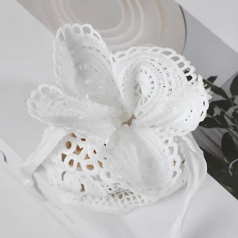 3pcs White Lace Drawstring Gift Bags | Wedding & Party Favors Lace Gift Bags Babs
