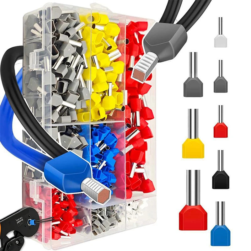 Double Wire End Ferrules Terminal – 100/750 Pcs Twin Pin Crimp Wire Ferrule Terminal Babs