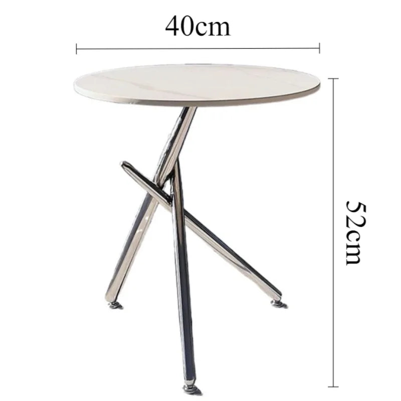 Modern Round Side Table – Stainless Steel & Rock Slab Top Round Side Table Babs 40X52CM