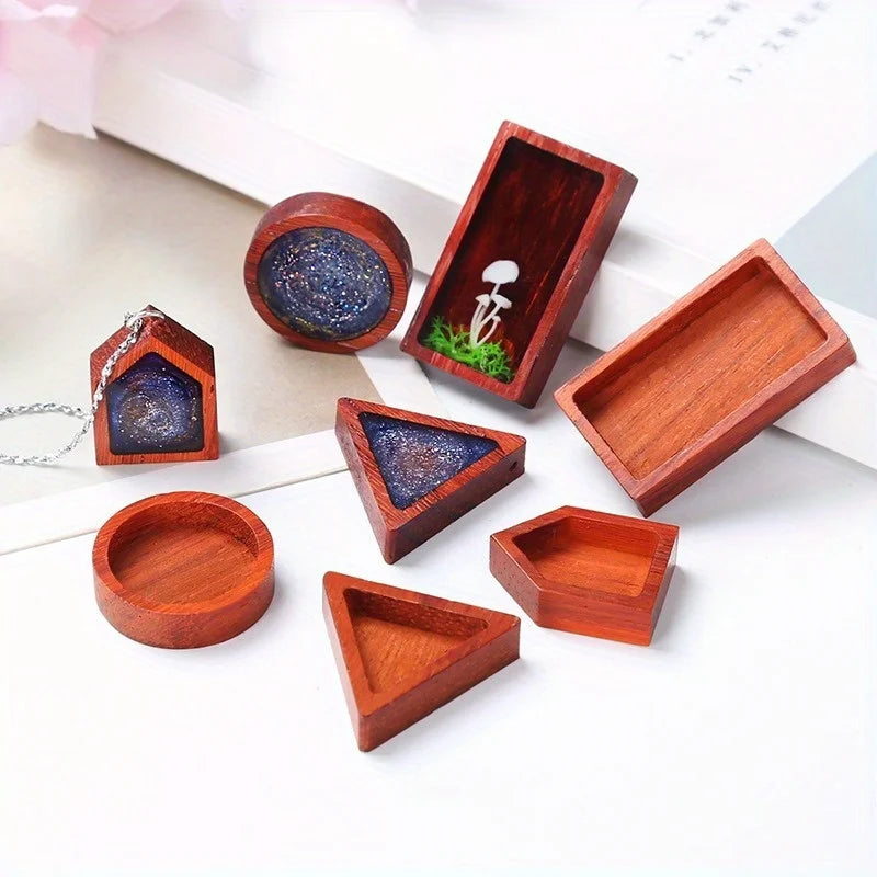3Pcs Red Rosewood DIY Crystal Resin Jewelry Pendant Frames Jewelry Pendant Frame Babs