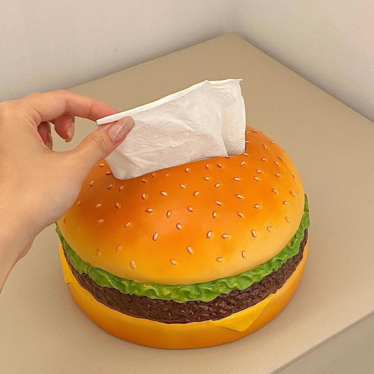 Hamburger Tissue Box Holder – Retro Home Decor Napkin Dispenser Novelty Tissue Holder Babs