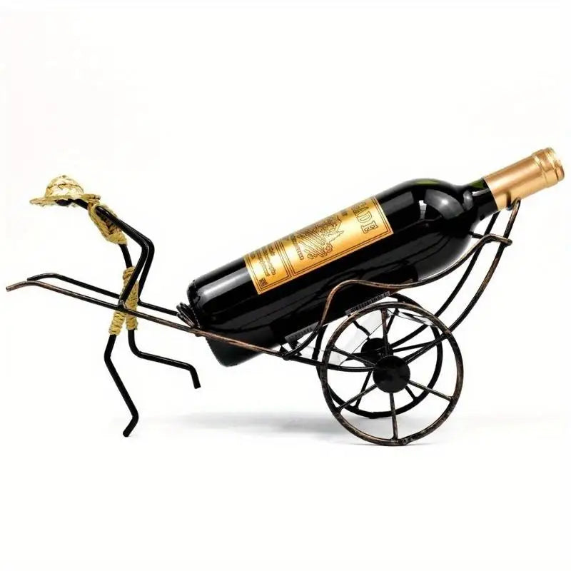 Retro Iron Rickshaw Wine Rack – Chinese Style Home Décor Decorative Wine Rack Babs