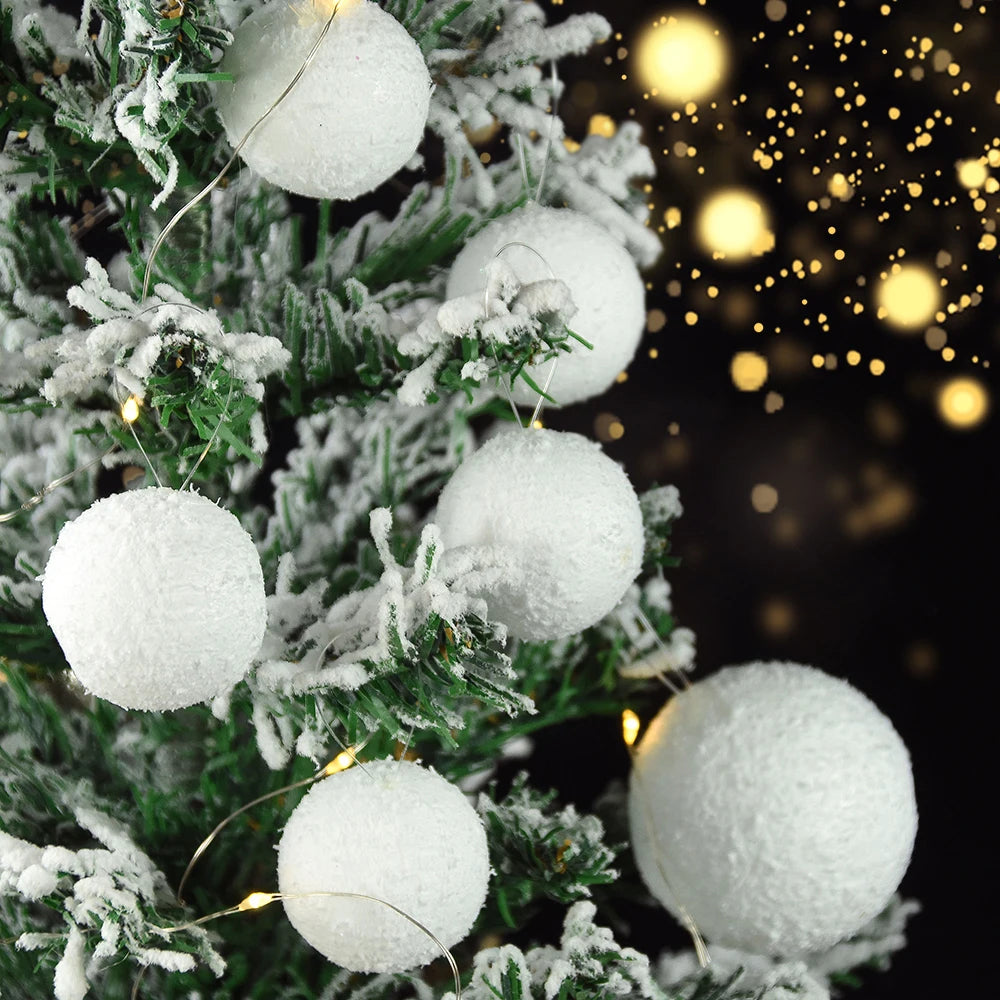 White Foam Christmas Ball Ornaments 4–10cm | 6pcs DIY Xmas Decor Christmas Ball Ornaments Babs