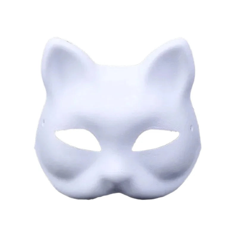 12pcs Blank White Cat Fox DIY Masquerade Half-Face Masks DIY Masquerade Masks Babs