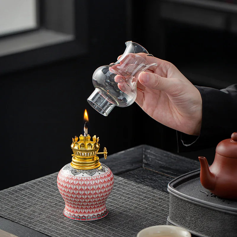 Ceramic Retro Oil Butter Lamp – Buddha & Tea Room Décor Light Decorative Oil Lamp Babs