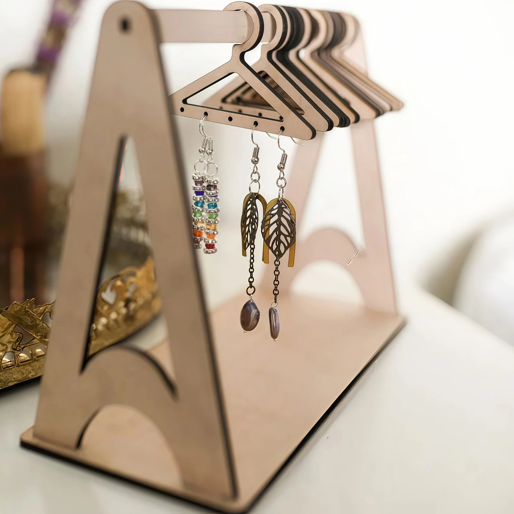 Rustic Wood Jewelry Organizer Stand – Earrings, Necklace & Ring Jewelry Organizer Stand Babs