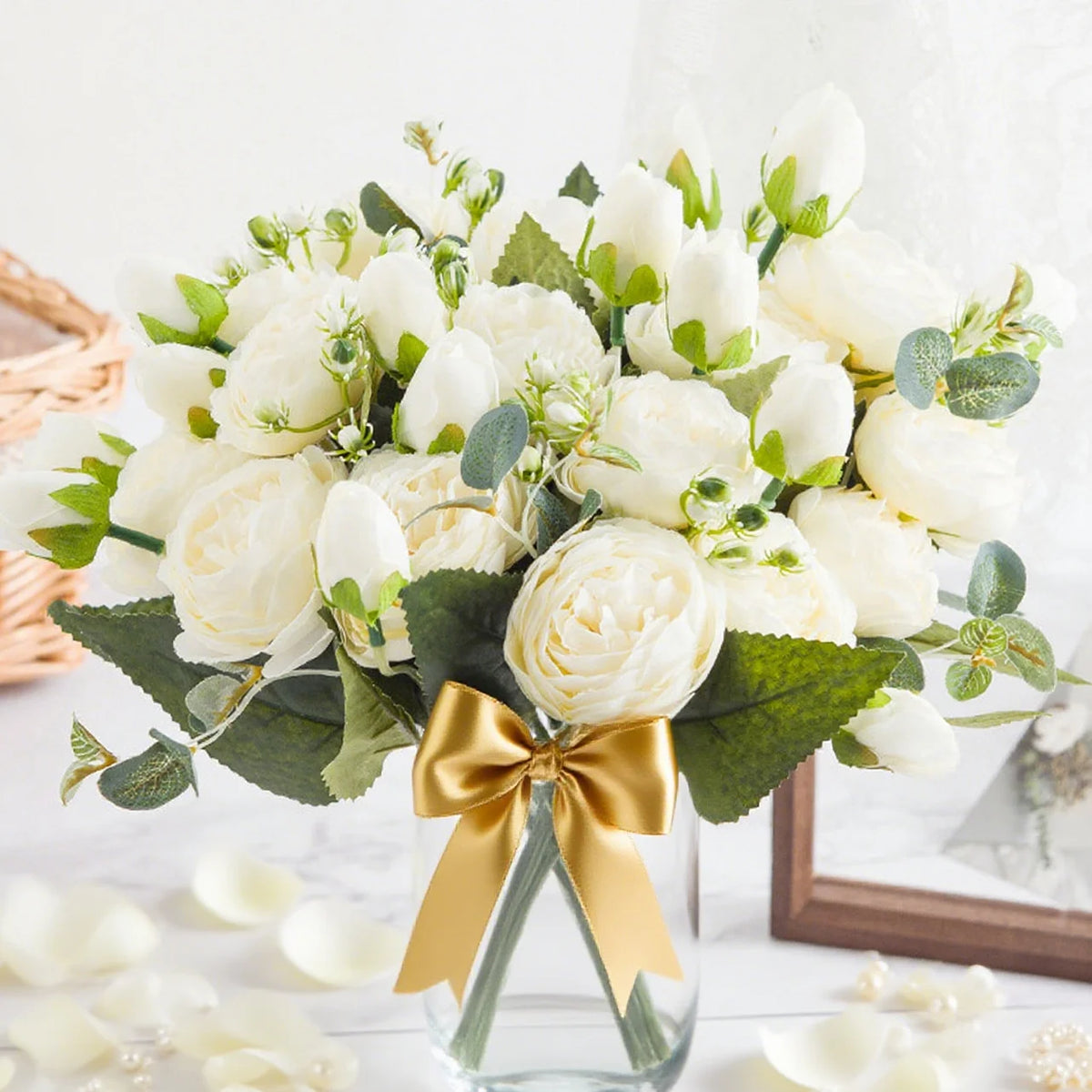 Silk Peony Rose Artificial Flower Bouquet – Wedding & Decor Artificial Flower Bouquet Babs