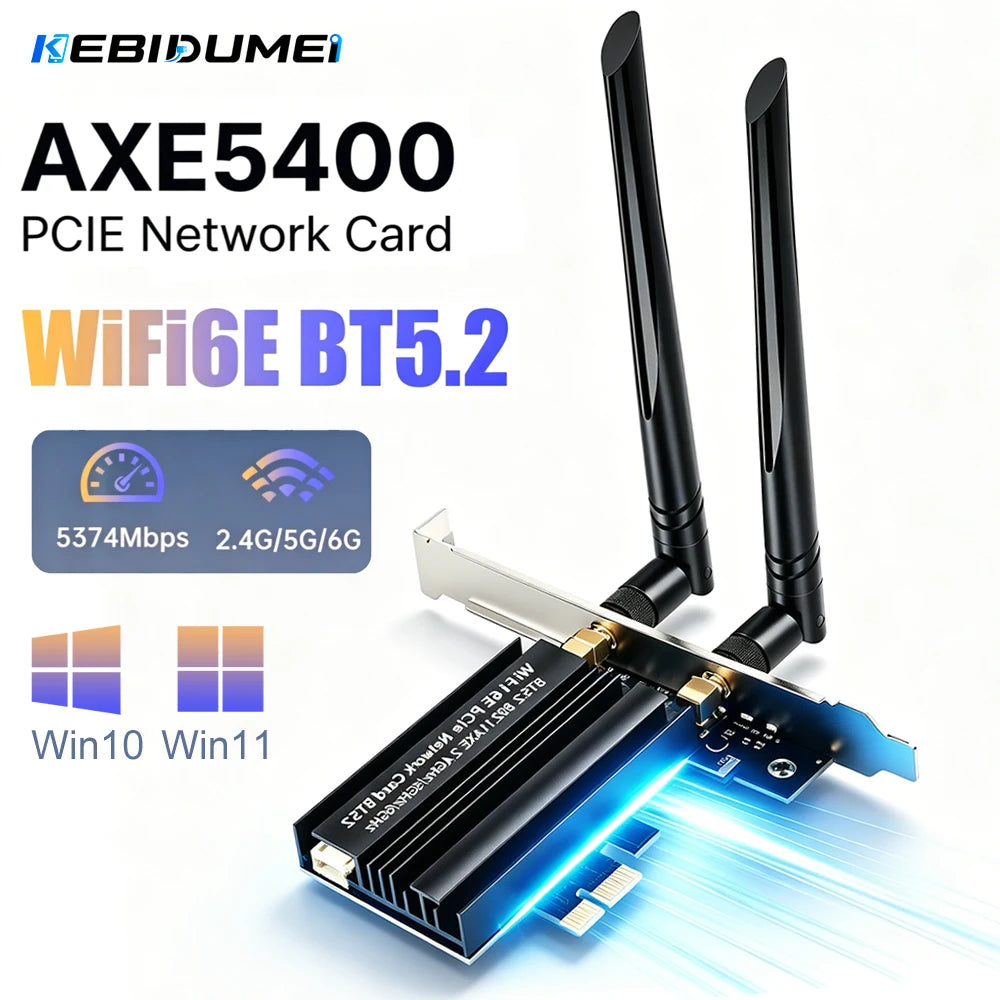 KEBIDUMEI WiFi 6E AX5400 PCIe Adapter + Bluetooth 5.2 Card PCIe WiFi Adapter Babs