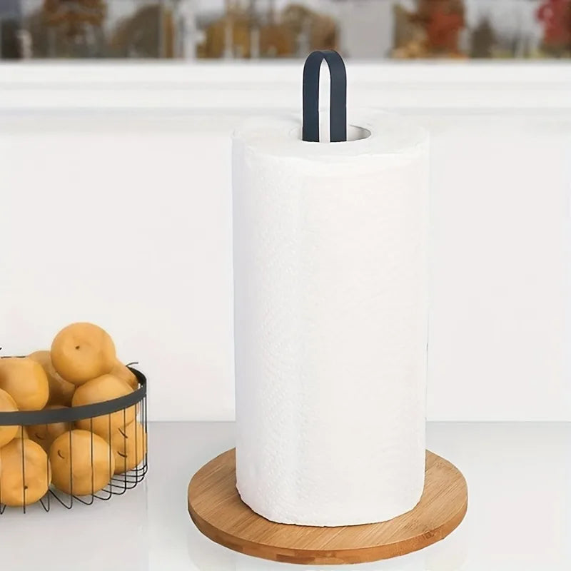 Nordic Bamboo & Iron Freestanding Paper Towel Holder Rack Paper Towel Holder Babs