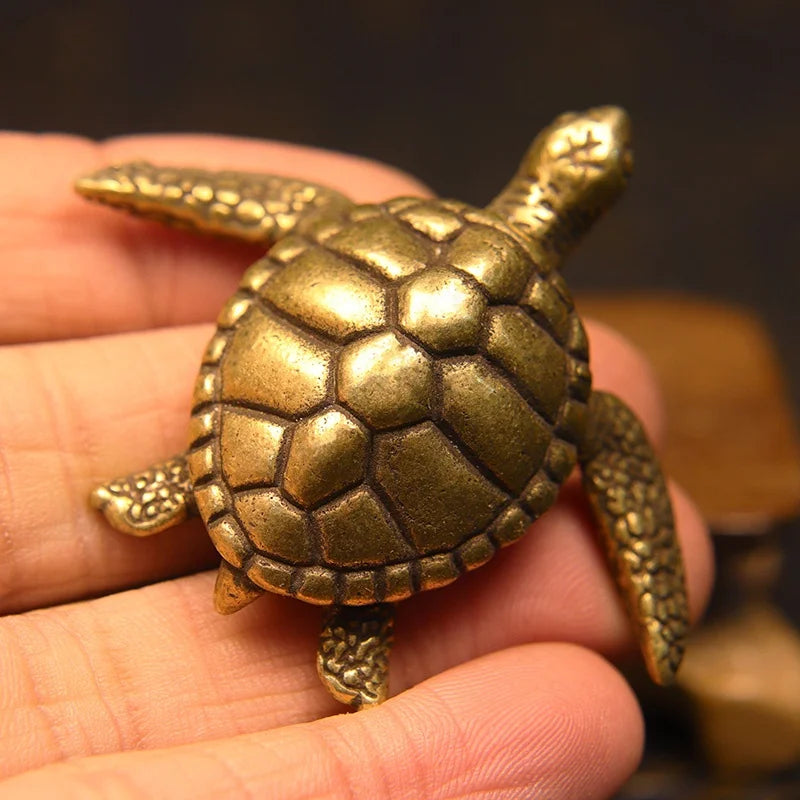 Vintage Brass Turtle Figurine – Copper Sea Animal Desk Ornament Decorative Figurine Babs