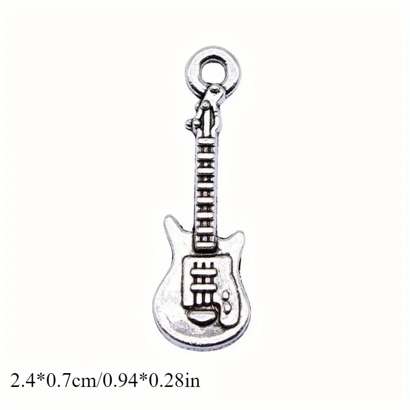 50pcs Antique Silver Guitar Charms Pendants – DIY Jewelry Making Jewelry Making Charms Babs