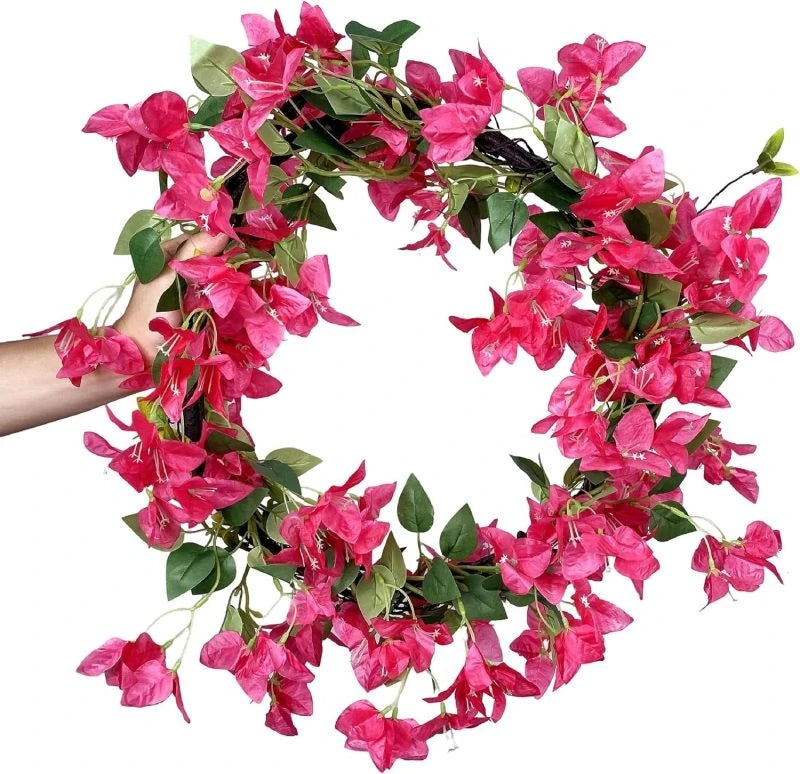 Artificial Plum Blossom Vine Wreath – 180cm Faux Flower Wall Décor Artificial Flower Vine Babs Rose Red 3 pcs