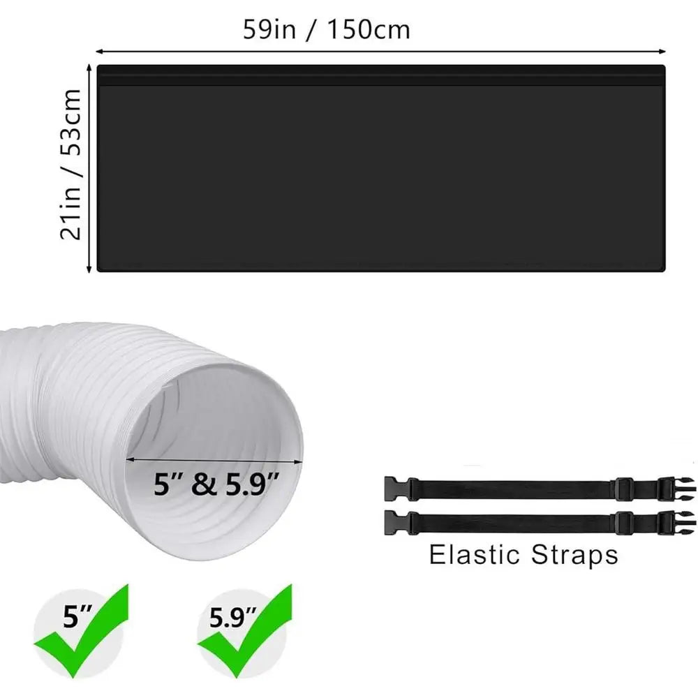 Portable AC Hose Insulation Sleeve with Adjustable Straps AC Duct Insulation Sleeve Babs Black