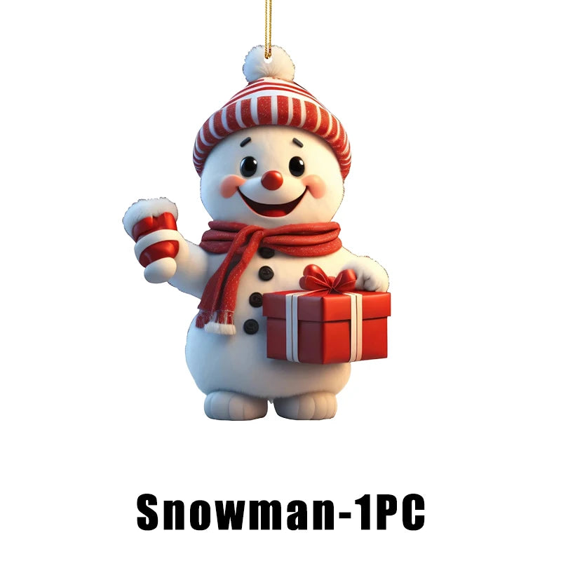 Christmas Hanging Ornaments – Santa & Snowman 2D Cartoon Style Christmas Ornaments Babs Snowman 1PC