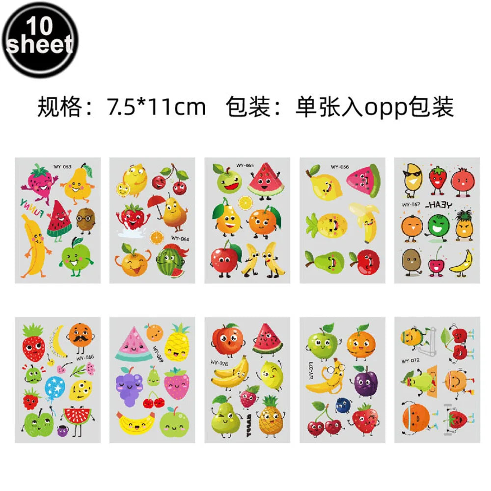 Fruit Temporary Tattoos for Kids – 10 Sheets Party Favors Temporary Tattoos Babs Tattoos
