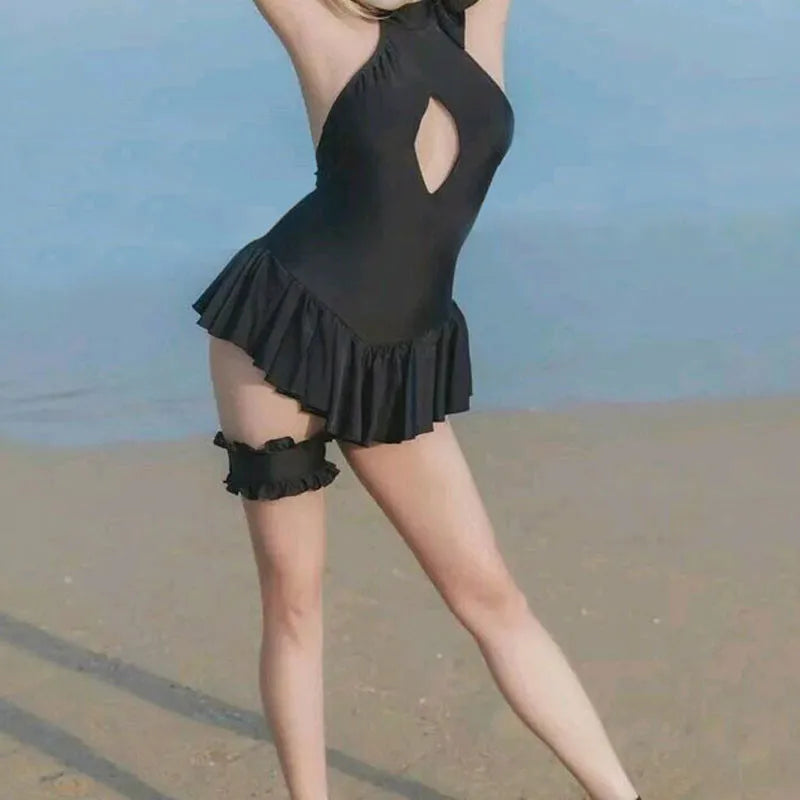 Anime Cosplay Black Halter Swimsuit Dress Set – Women Cosplay Costume Set Babs