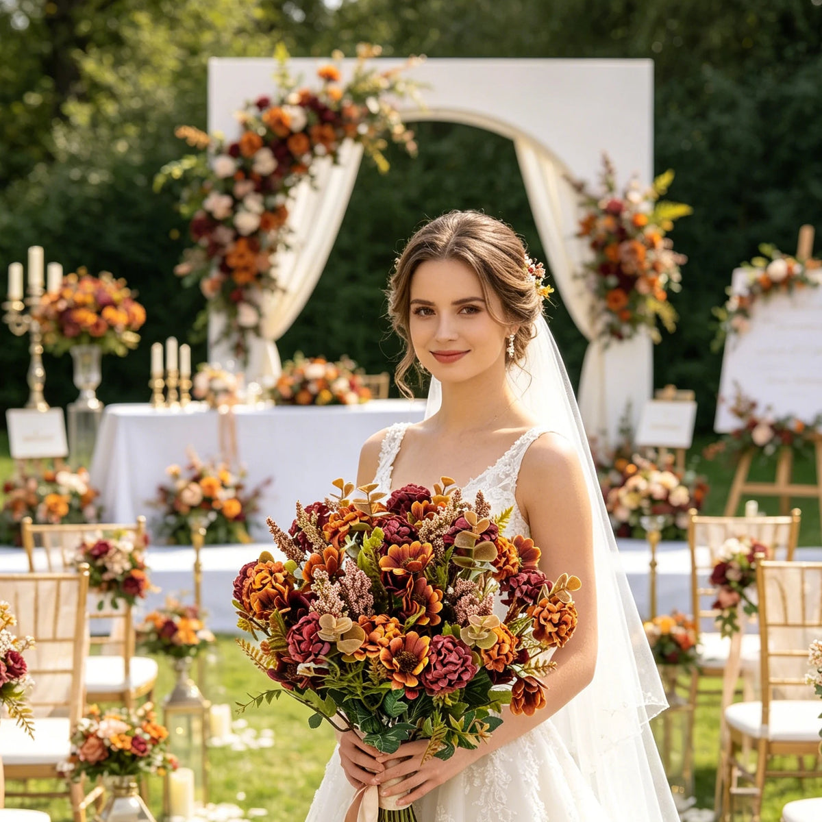 Artificial Silk Chrysanthemum Bouquet – Wedding & Home Decor Artificial Flower Bouquet Babs