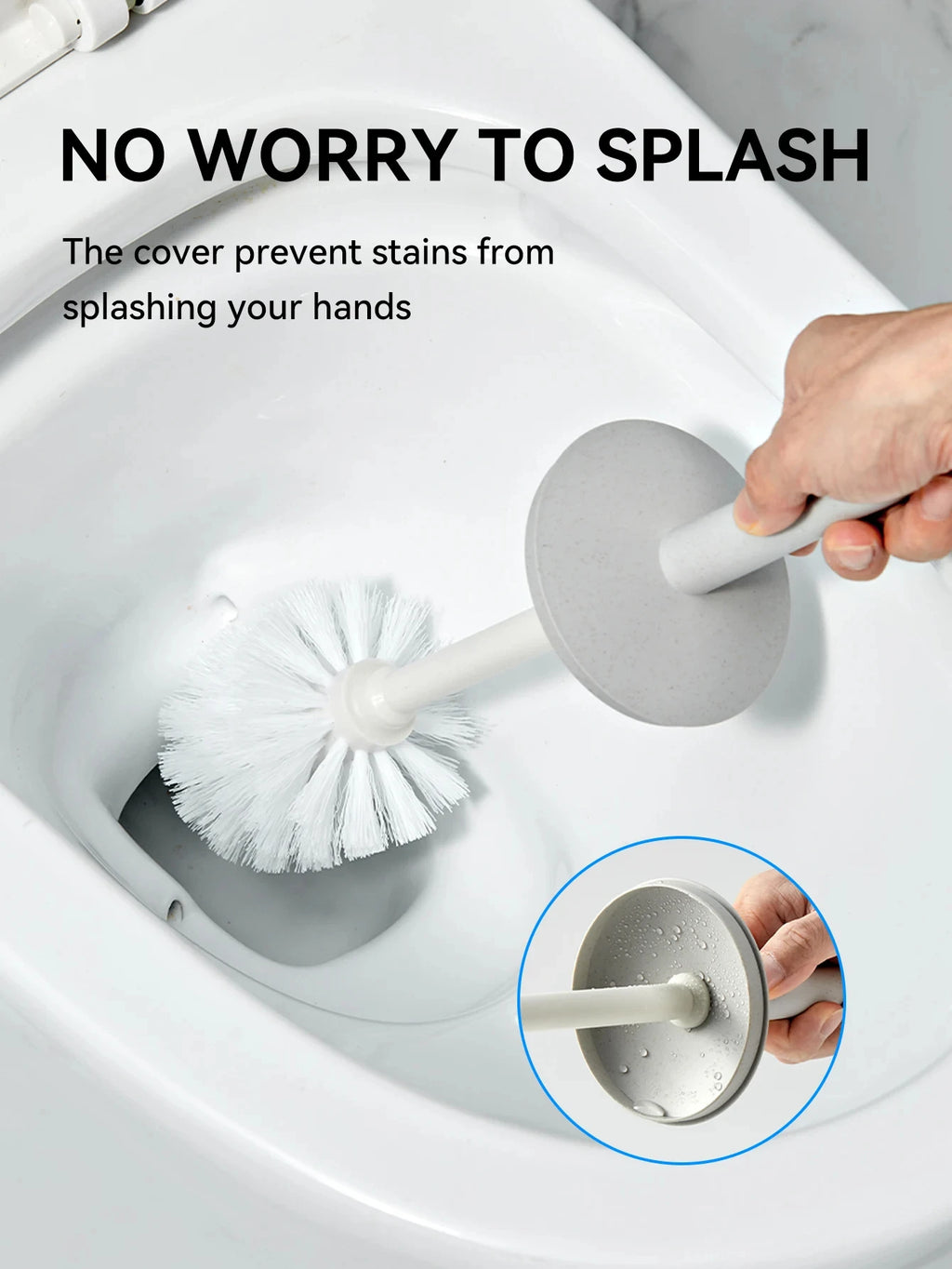 Toilet Brush with Standing Base & Long Handle | WC Cleaner Toilet Brush Set Babs