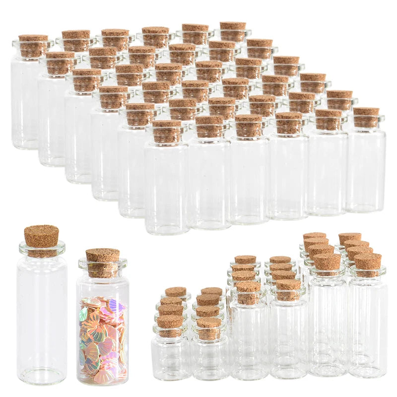 10pcs Mini Glass Bottles with Cork – Wedding & Party Decor Decorative Glass Bottles Babs
