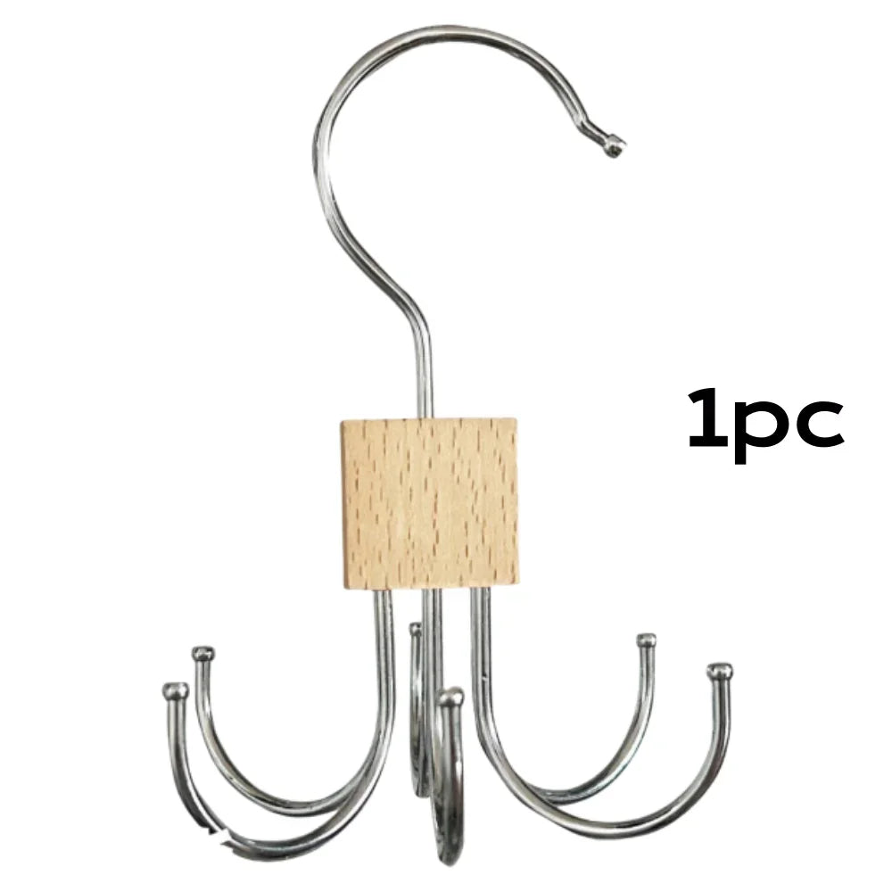 360° Rotating Multi-Claw Closet Organizer Hanger Rack Closet Organizer Rack Babs Wood color 1pc