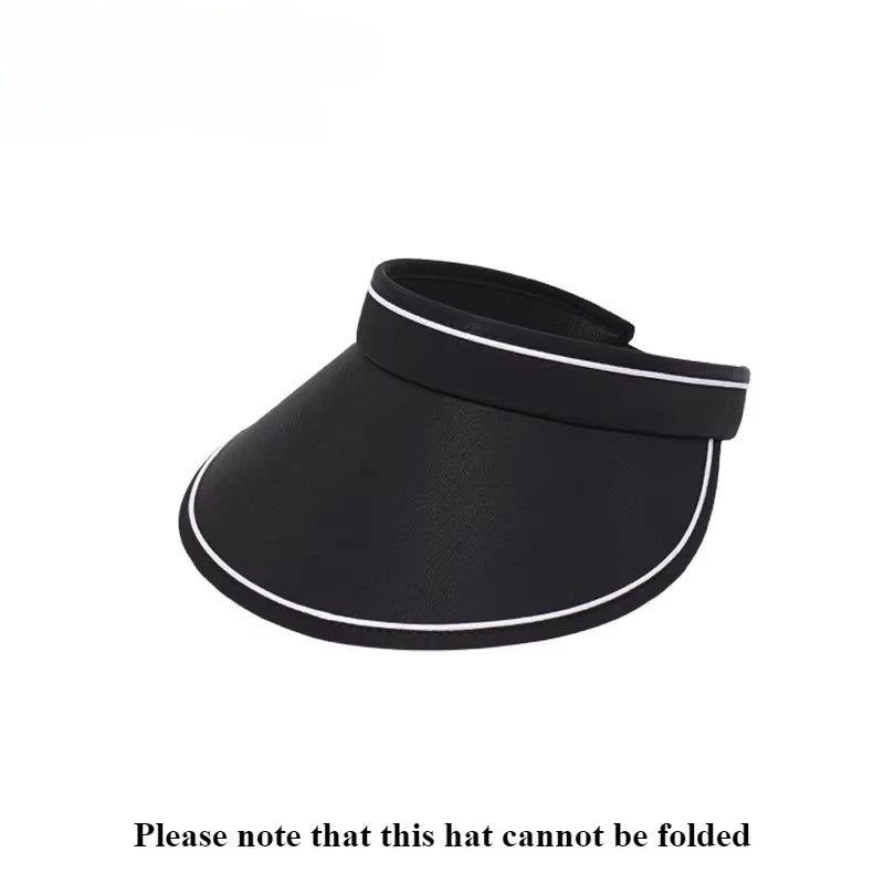 Women's Wide Brim Open-Top Sun Visor Hat – UV Protection Sun Visor Hat Babs Black A