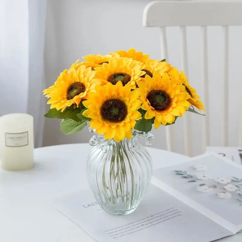 Silk Sunflower Artificial Flowers – Wedding, Home & Garden Decor Artificial Silk Flowers Babs WHITE 3 pcs