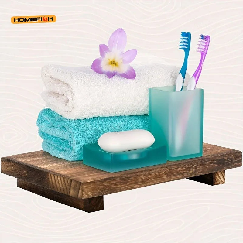 Wooden Square Tray – Rustic Bathroom & Decorative Storage Decorative Wooden Tray Babs