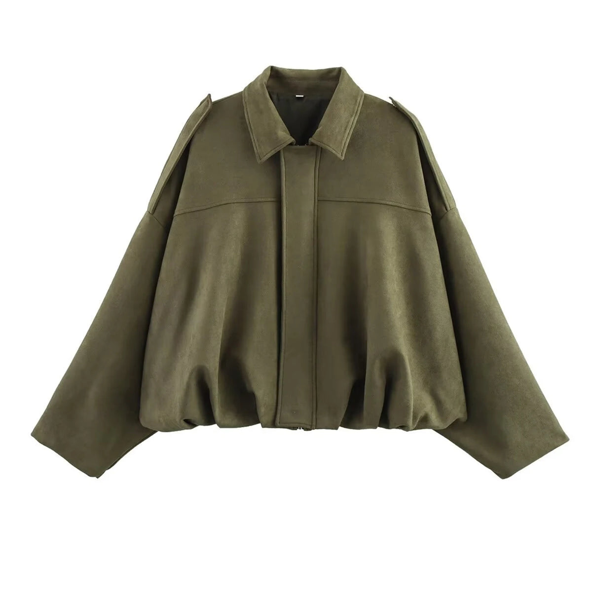 Women's Vintage Oversized Pilot Jacket – Puff Sleeve Streetwear Women's Pilot Jacket Babs Green S
