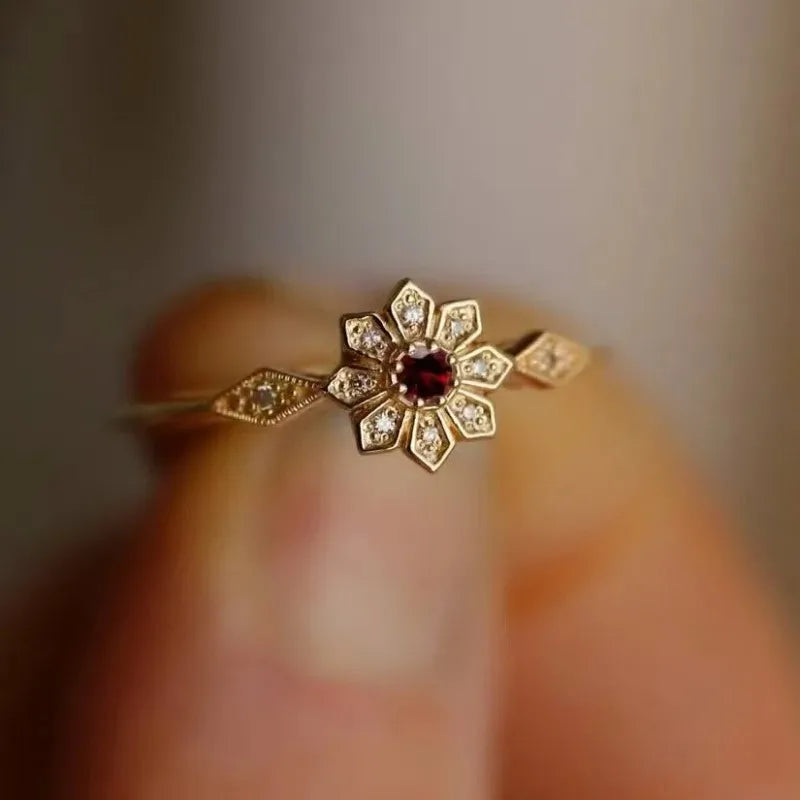Snowflake Sunflower Zircon Ring – Women's Fashion Jewelry Fashion Ring Babs