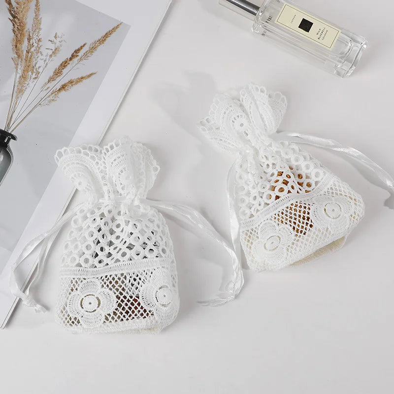 3pcs White Lace Drawstring Gift Bags | Wedding & Party Favors Lace Gift Bags Babs