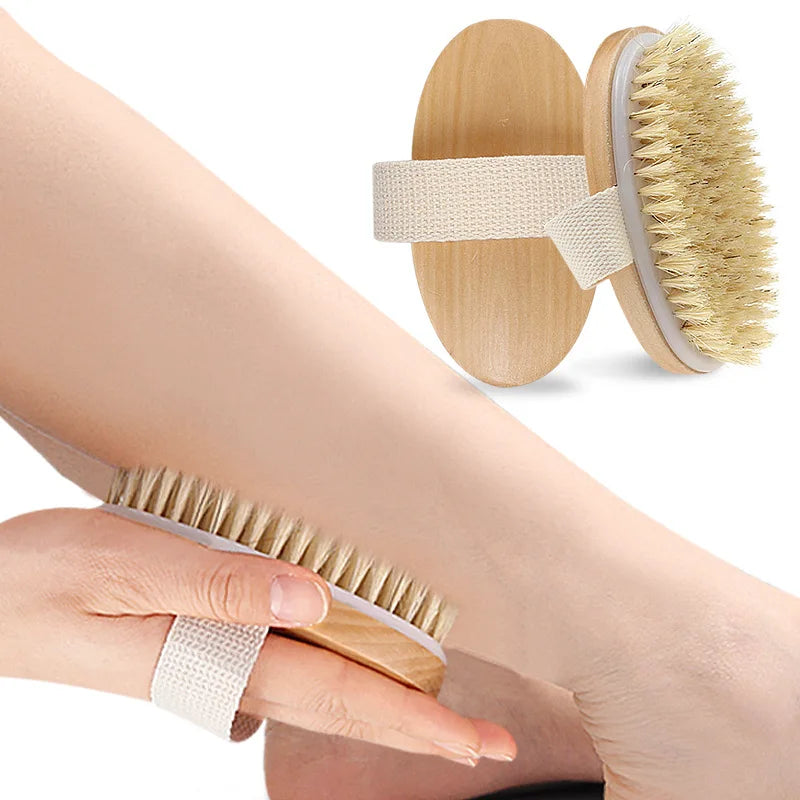 Portable Natural Bristle Exfoliating Bath Brush & Body Scrubber Body Exfoliating Brush Babs
