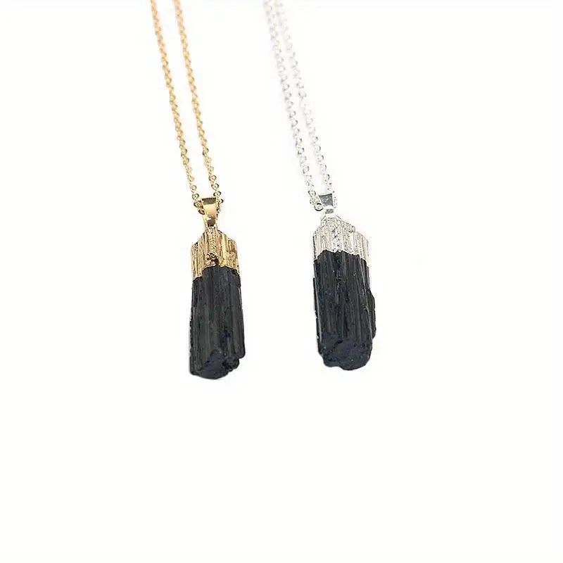Natural Black Tourmaline Raw Stone DIY Necklace Pendant Raw Stone Pendant Babs