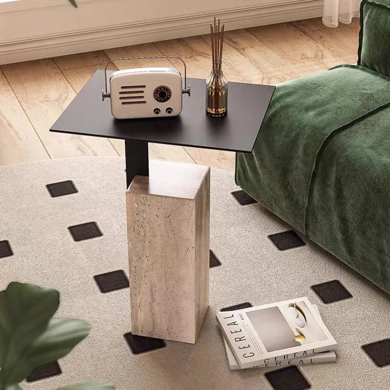 Modern Stone & Steel Side Table – Minimalist Coffee Table Coffee Side Table Babs