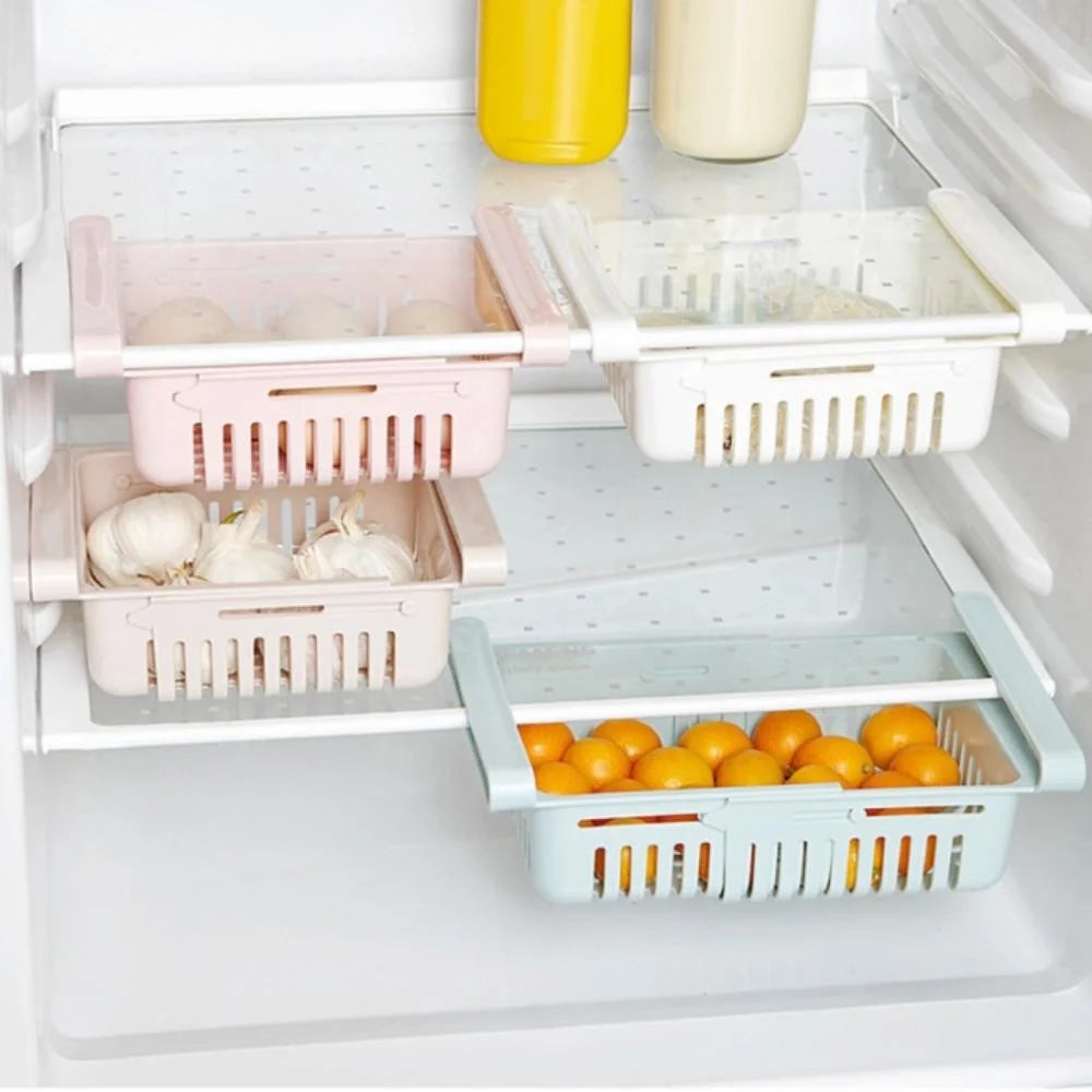 Stretchable Refrigerator Drawer Organizer – Pull-Out Shelf Rack Fridge Drawer Organizer Babs