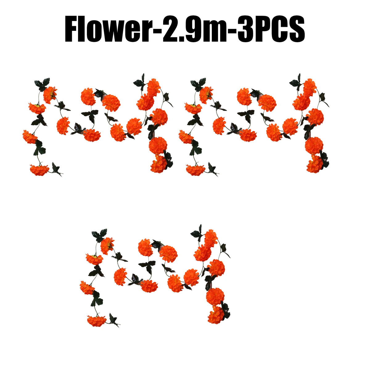 Artificial Marigold Wreath Garland | Halloween & Muertos Decor Floral Wreath Garland Babs 3Sets