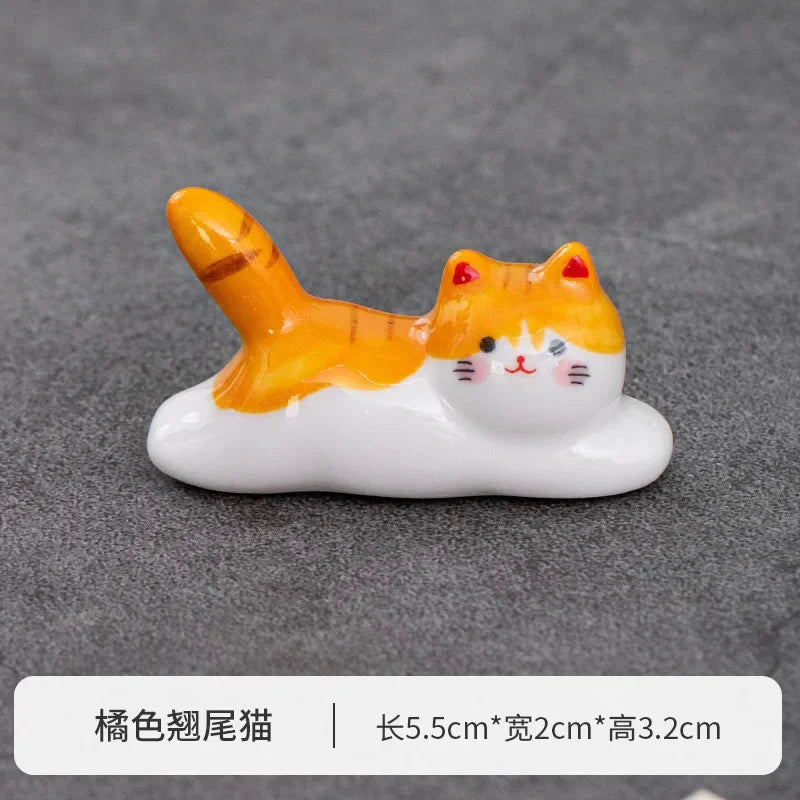 Japanese Ceramic Cat Chopstick Holder & Spoon Rest Chopstick Rest Babs O