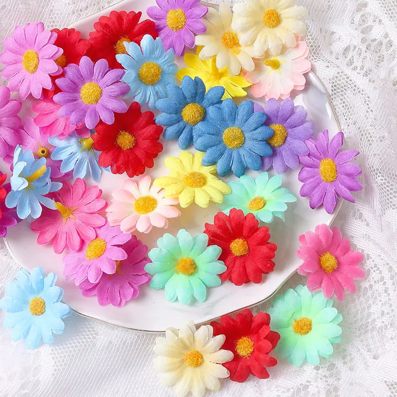 Artificial Silk Daisy Flower Heads – 30/50/100 Pcs for Decor Artificial Silk Flowers Babs