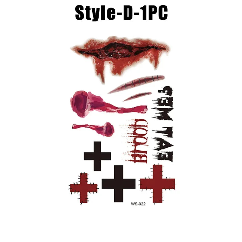 Halloween Wound Temporary Tattoos – Realistic Blood FX Costume