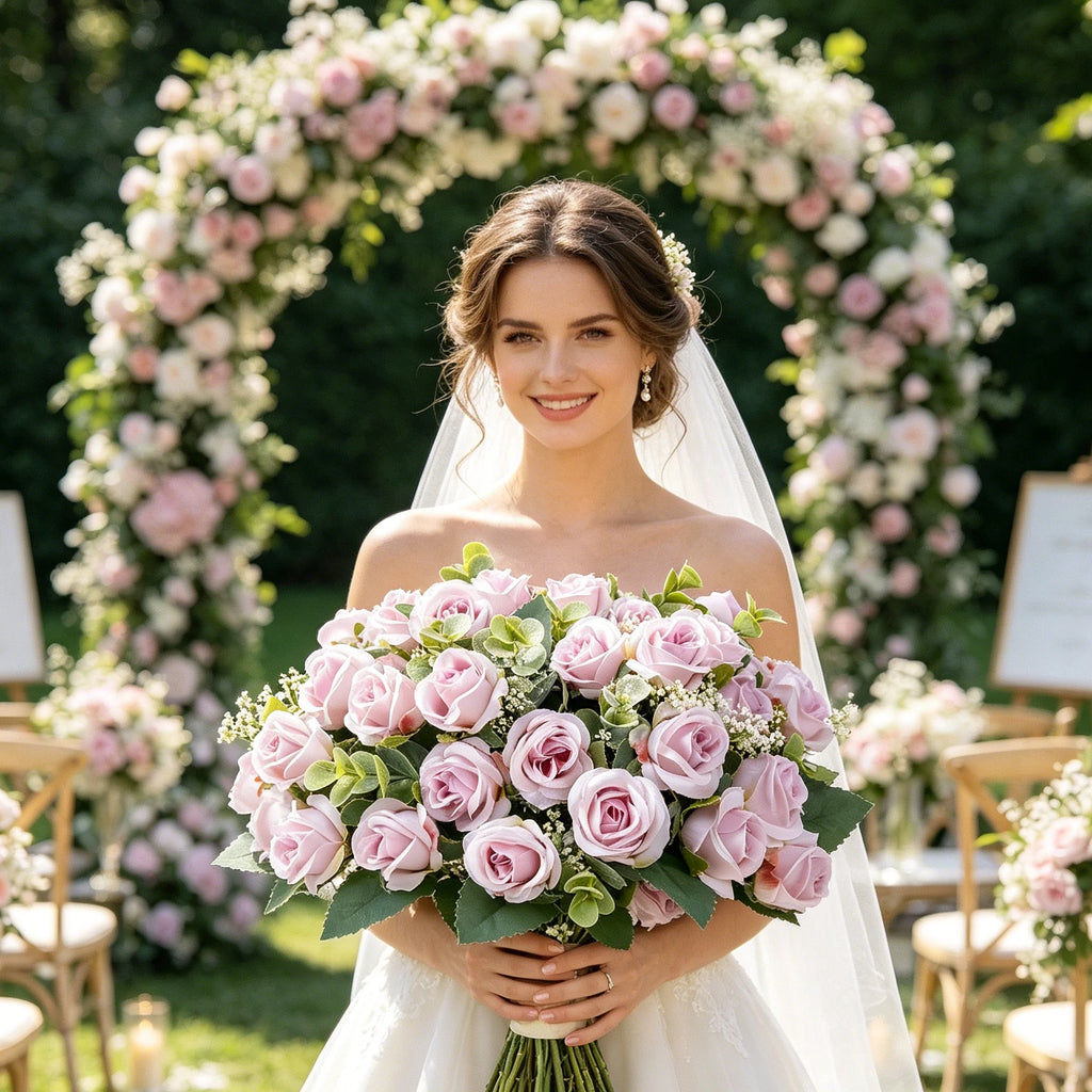 Silk Rose Artificial Flower Bouquet – Wedding & Home Décor Artificial Flower Bouquet Babs