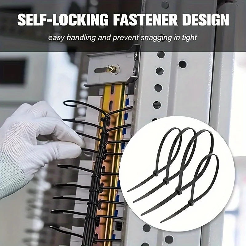 400-Pack Self-Locking Nylon Cable Ties – UV Resistant, 3 Sizes Nylon Cable Ties Babs