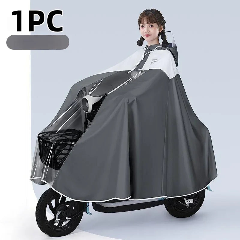 Transparent Large Brim Cycling Raincoat – Bike & Scooter Cycling Raincoat Babs Grey-1PC